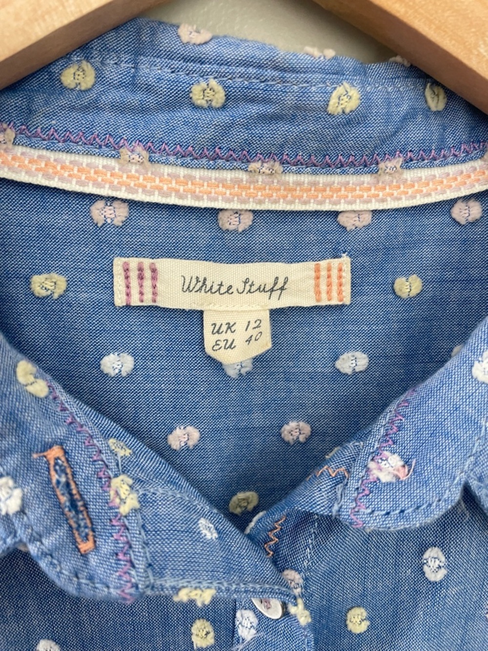 White Stuff Ellie Organic Cotton Shirt Size UK 12 US8 Cottagecore Coastal Spring - Picture 4 of 11